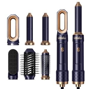 UKLISS Hairstyler 6 in 1, Warmluftbürste & Haartrockner Set mit Hair Dryer, Airflow Lockenstab Automatisch, Rundbürstenföhn, Hair Straightener, Airstyler Geschenkset für Frauen Haar Styling - Blau