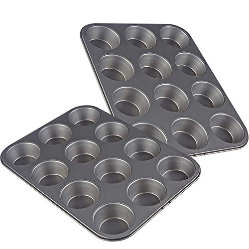 Muffin Pan Nonstick Carbon Steel Muffin and Cupcake Baking Pan Set of 2 12 Cups Each