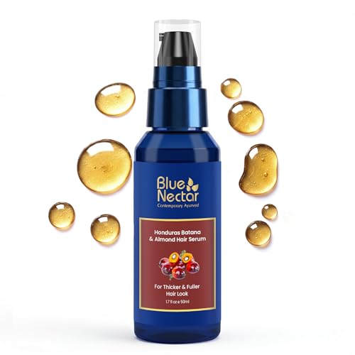 Image of Blue Nectar Batana Hair Serum for Fuller & Thicker Hair | Plant Based Alternate to Redensyl | Advanced Hair Growth Serum for Dry & Frizzy Strands | For Women & Men (18 Herbs, 50ml)