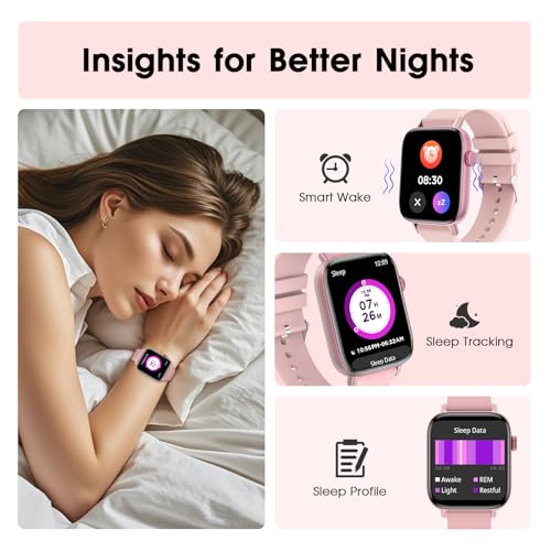 Smart Watch for Android iPhone-Call Receive/Dial/Read Message/AI Control-1.9" HD Screen-IP67 Waterproof Fitness Smartwatch-Blood Pressure/Heart Rate/SpO2/Sleep Monitor (Light Pink) - Image 5