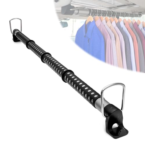 BTtime 車用 ハンガーバー マルチグリップバー 車内収納ハンガー 車用インテリア バー 天井収納 91~164cm 伸縮自在 耐荷重20kg 引き込み式 滑り止め 釣り竿 スノーボード置き（ブラック）