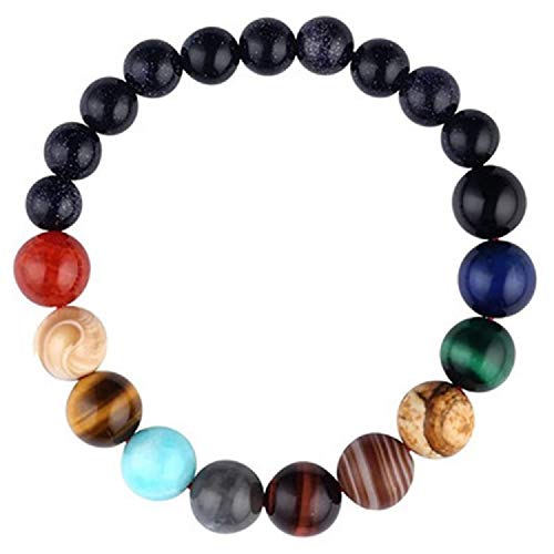 MASKED Eight Planets Bead Bracelet Natural Stone Universe Yoga Solar Chakra Bracelet for Women and Men