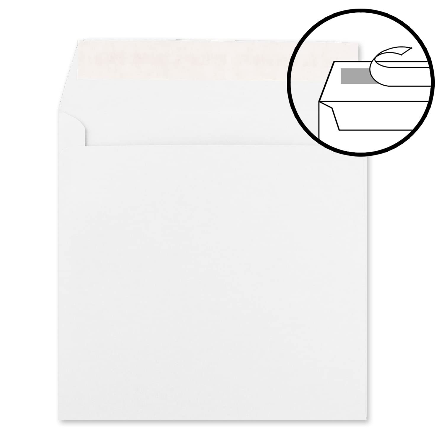 Lot de 200 enveloppes carrées, couleur : blanc, 15,5 x 15,5 cm (155 x 155 mm), fermeture adhésive avec rabat droit, 120 g/m², marque : NEUSER PAPIER
