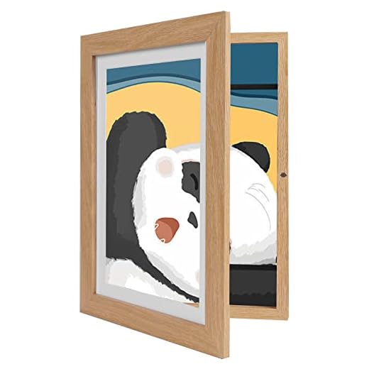 NIBESSER Marco de Almacenamiento para Niños A4 Marco Dibujos Infantiles Cambiar Hasta 50-150 Hojas Marco para Dibujos Niños Apertura Frontal 32x24 cm para Casa Escuela Oficina, Color Madera