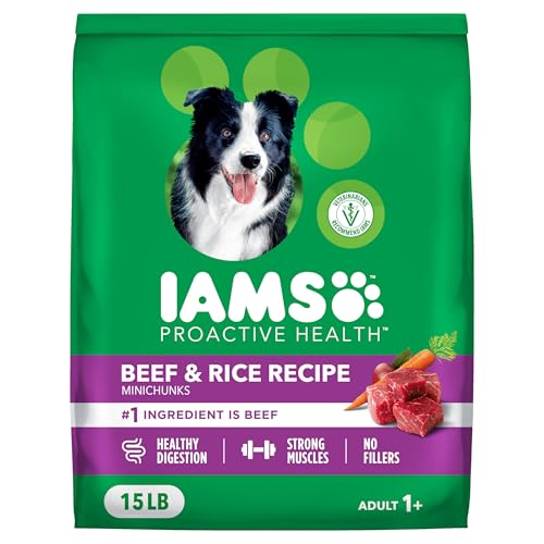 Image of IAMS Proactive Health Adult Minichunks Dry Dog Food, Beef & Rice, 15 lb