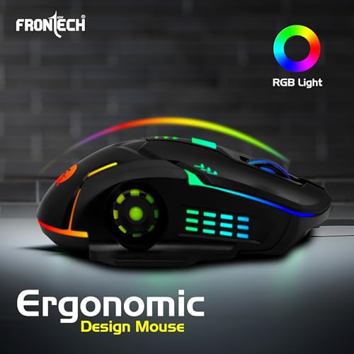FRONTECH Wired Super Design Gaming Keyboard and Optical Mouse Combo with RGB Backlight Effects| 104 Membrane Keys | USB Plug & Play | Ergonomic &... - Image 5