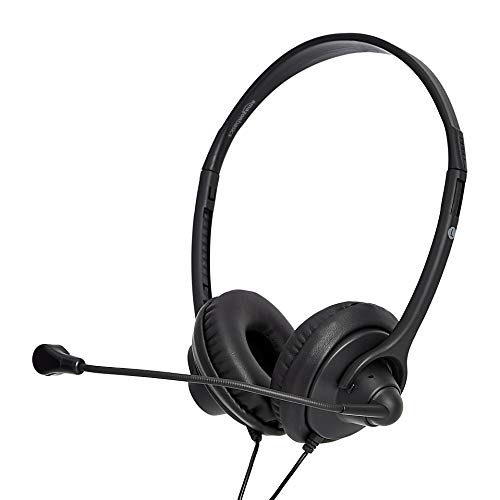 Amazon Basics Leather Cover USB Headset with Mic and Mute Option