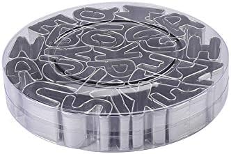Miniatura 2 de Zavaca Cortador de galletas con letras mayúsculas, 26 letras mayúsculas, molde de galletas de acero inoxidable, prensa, émbolo de glaseado, cortador