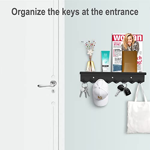 Key-Holder-Wall-Mount-Magnetic-Key-Hooks-and-Mail-Organizer-Tray-with-8-Hooks-Adhesive-Key-Rack-Hanger-for-Entryway-Refrigerator-Black