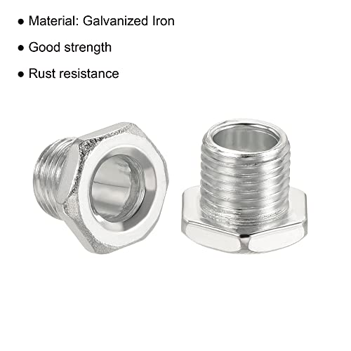 Image of MECCANIXITY Hex Bolt Screw 11mm Long M10 Thread Pipe Hexagon Countersunk Flat Head for Chandelier, Galvanized Iron Pack of 10
