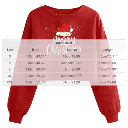 Buupiuu Women's Christmas Cropped Sweatshirt Crew Neck Long Sleeve Pullover - image 5