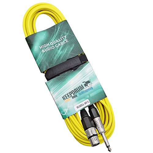 keepdrum MC003XJ - Cable de micrófono (6 m, XLR hembra, conector jack de 6,3 mm), color amarillo
