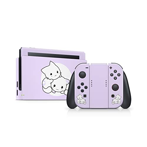 Autocollant Switch chat rose pastel vinyle 3M pour session cosy