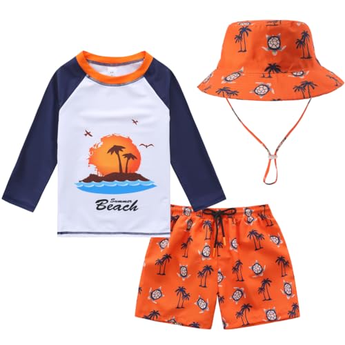 Image of Toddlers and Baby Boys' 3-Piece Swimsuit Trunk and Rashguard Sun Hat Set