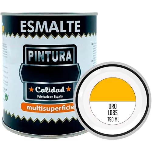 Acan Tradineur - Bote de Pintura Esmalte - Fabricado en España - Ideal para Cualquier Superficie, Madera, Plástico, Cristal o Cemento - Capacidad de 750 ML - Oro (L085)
