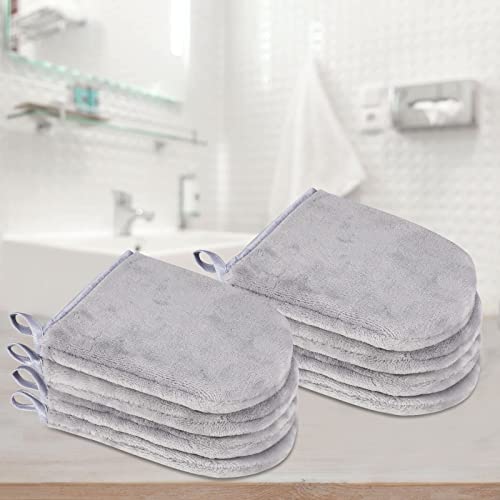 PHOGARY 8 Stück Mikrofaser-Waschhandschuhe, Flanell, weicher Waschhandschuh, Bad-Spa-Tuch, Wiederverwendbare Make-up-Entferner, Handschuhe, europäischer Stil, Waschlappen, 15 x 21 cm (Grau)