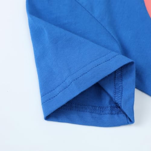 Image of HILEELANG Toddler Girl Summe Short Sleeve Cotton Blue Bunny Graphic Short Sleeve Fun Holiday Wear Summer Casual Crewneck T Shirt 4T