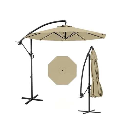 10 ft Cantilever Umbrella Outdoor Patio, Offset Patio Umbrella with Easy Lift & Tilt Adjustment, UV Protection Fade Resistant for Deck, Pool, Garden,