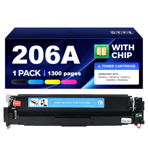 Toner 206A W2111A compatible HP Color LaserJet Pro M283fdw M282nw pack de remplacement cyan
