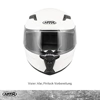MTR S-6 Evo Integralhelm, Motorradhelm ECE 22.06 Zertifiziert - Maximale Verkehrssicherheit, Robuster & Leiser Motorrad Helm, Kinn & Kopf Belüftung, Roller Helm Herren & Damen, Glossy Weiß, XL – Ansicht 4