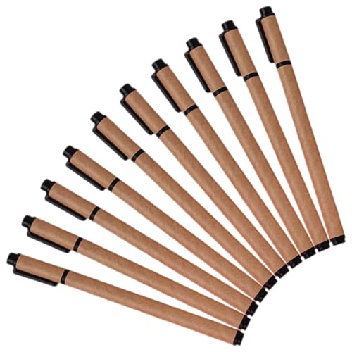 BESTonZON 10pcs 0.5mm Black Gel Ink Pens with Kraft Paper, Smooth Writing Office Accessories, Korean Style Signature Pens for Note Taking and Party Favors