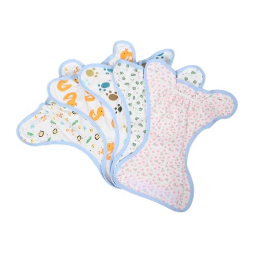 TEHAUX 5 Pañales de Tela de Algodón para Ñiño Recién Nacido, Lavables y Reutilizables, Estampados Infantiles y Diseño Ajustable, Pantalones de Entrenamiento Cómodos para Uso Diario