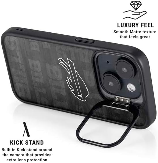 Skinit Kickstand Phone Case Compatible with iPhone 14 Plus - Officially Licensed NFL Buffalo Bills Black & White Design