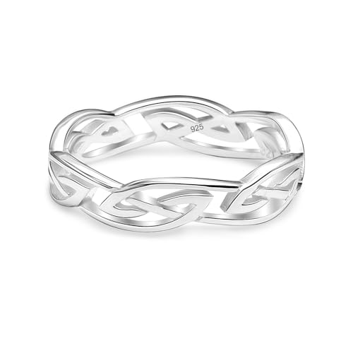 LeCalla 925 Sterling Silver Celtic Knot Rings for Women | Women's Vintage Celtic Knot Eternity Wedding Band Ring | Endless Love Knot Rings Jewelry Gifts - Friendship Promise Engagement Ring for Her(Sizes 6-8No.)
