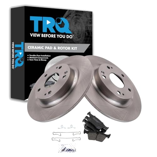 Image of TRQ Rear Brake Pad and Rotor Set Ceramic Compatible with 2017-2020 Honda Civic