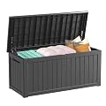 Decksplore Outdoor Storage Box Waterproof, 200 Gallon Lockable Resin Large Deck Box, Patio Storage Bin for Pool Accessories Cushion Furniture, Garden Tools, UV-Resistant Outside Delivery, Black