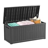 Decksplore Outdoor Storage Box Waterproof, 200 Gallon Lockable Resin Large Deck Box, Patio Storage Bin for Pool Accessories Cushion Furniture, Garden Tools, UV-Resistant Outside Delivery, Black