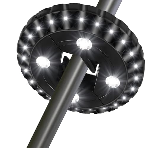Solar Patio Umbrella Lights Rechargeable Umbrella Patio Lights 28 LED 3 Lighting Modes Solar Powered Waterproof Outdoor Lights with Clip for Outdoor Lighting Beach Garden Party Patio Decor