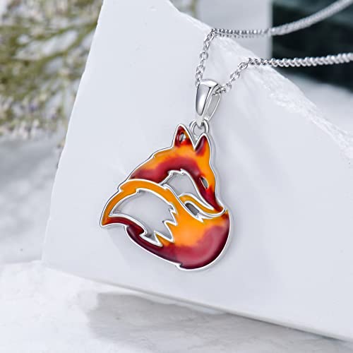 PELOVNY Red Blue Fox Flame Necklace for Women 925 Sterling Silver Nature Fire Nation Pendant Jewelry Gifts for Mom Daughter Wife2