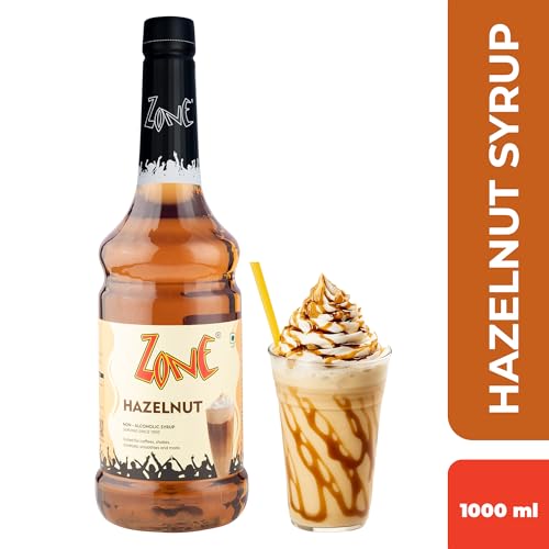 Image of Zone Hazelnut Flavoured Syrups 1000ml - Premium Cafe-Style Syrups for Mocktails, Cocktails, Milkshakes, Coffees, Iced Teas, Sodas & Desserts | Perfect for Home Use, Small Cafes, Bars & Gifting (Hazelnut)