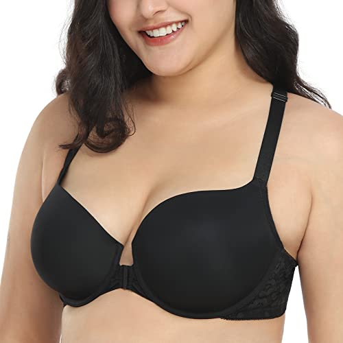 Hsia Racerback Front Closure Bras For Women Underwire Push Up T-Shirt Bra Full Coverage Soft Padded Black Bra #TOP3