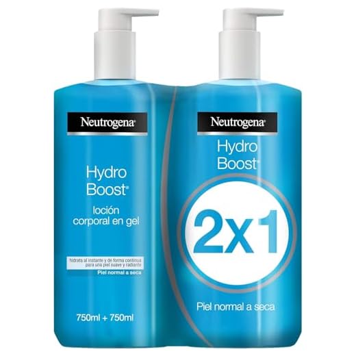 Neutrogena Hydro Boost Loción Corporal, Gel Hidratante con Ácido Hialurónico, Piel Normal a Seca, Crema de Cuerpo para piel radiante, 2 x 750ml