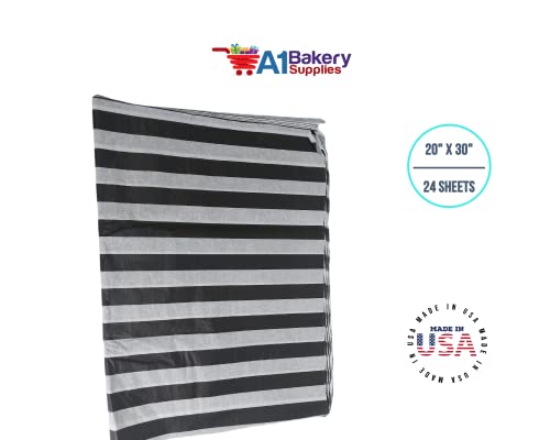 Black & White Stripes Tissue Paper 20 X 30-24 Sheet Premium High Quality Tissue Paper Made In Usa By A1 Bakery Supplies #TOP4