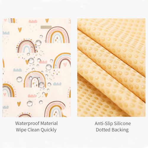 Image of Insular Baby Splat Mat for Under High Chair /Arts /Crafts, Anti Slip and Waterproof Splash Mat for Floor, Portable Picnic Mat, 51x51 Inch, Rainbow