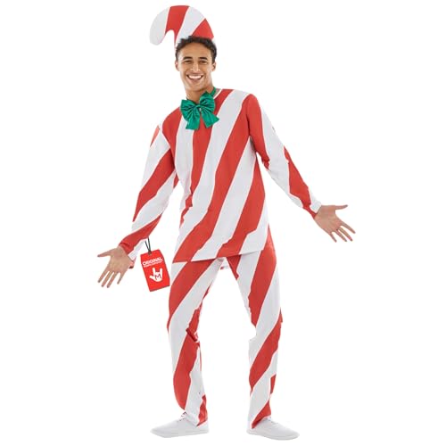 Fun Shack Disfraz Bastones Caramelo Hombre, Traje Navidad, Disfraces para Carnaval y Halloween, M