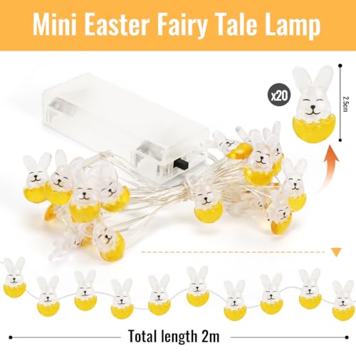 Wishstar Hasen Lichterkette 220cm, Ostern Lichterkette, Bunny Led Osterbeleuchtung, Osterdekoration Lichterkette, Led Osterbeleuchtung, Osterdeko Innen