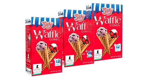 Joy Cone Ice Cream Cones, 3-Pack 12 Count Boxes (Waffle Cone)