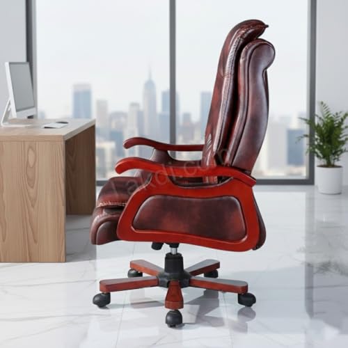 Image of Lakdi The Furniture Director & Executive Chair for Office Modern Design Made in Plyboard with Leatherette & Recliner & Height Adjustable & Fixed armrest and Revolving Chair - 111011323 Brown