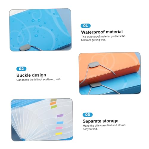 Pasta expansível de 4 peças, organizador de recibos de 16 x 10 cm com 13 bolsos e corda, organizador