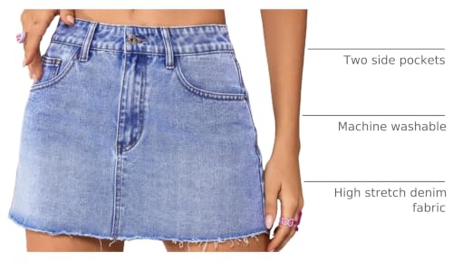 Image of Jumppmile Womens Mini Denim Skirt Mid Waist Mini Dress Jean Skirts