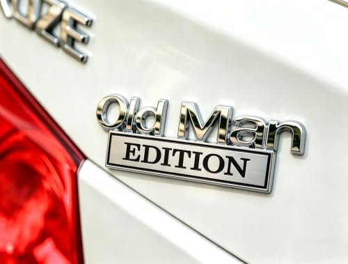 Image of 3D Old Man Edition Chrome Emblems Badges Sticker Car Vehicle, Truck, Motorcycle, RV, Scooter, SUV, Door, Window, Room, Wall and More Decoration (Silver Edition)