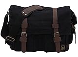 Berchirly Men Women Canvas Leather Messenger Shoulder Bag Fits 17.3' Laptop