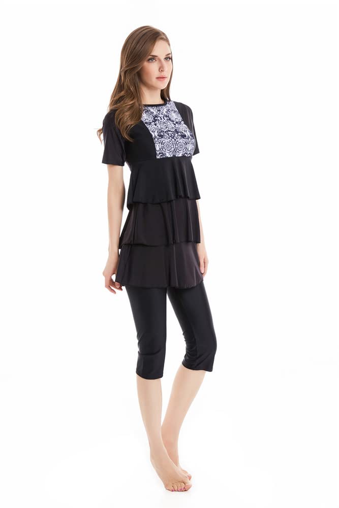 Donna Manica Corta Rash Guard Stampato Surf Costume da Bagno Costume da Bagno Wetsuit Set