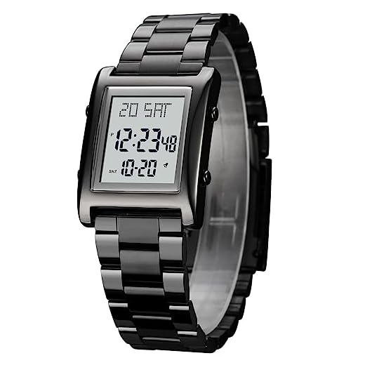 RNONDRY Mens Digital Watch for Men Womens, Rectangle Stainless Steel Watches, Men's Wristwatch Waterproof Black Watch