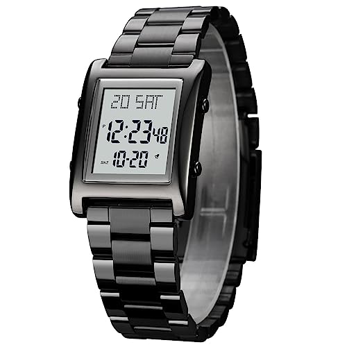 RNONDRY Mens Watches Digital Watch for Men Womens, Stainless Steel Rectangle Watches for Men, Men's Wristwatch Waterproof