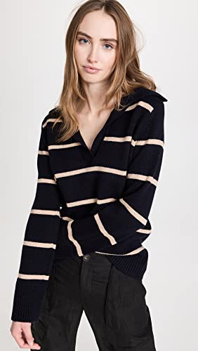 Image of Vince Women's Johny Collar Stripped Easy Sweater